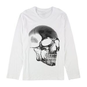 Elevenparis Mens Skull Graphic T-Shirt, White, M, DM